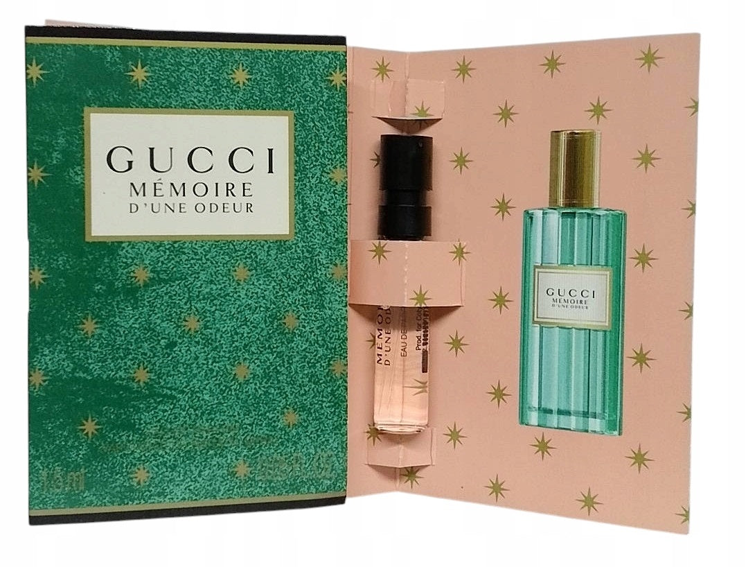Gucci Memoire d' Une Odeur da Gucci Parfums amostra oficial do perfume 1,5ml 0,05 fl. onças. fragrância descontinuada Gucci Memoire d' Une Odeur da Gucci Parfums amostra oficial do perfume 1,5ml 0,05 fl. onças. fragrância descontinuada