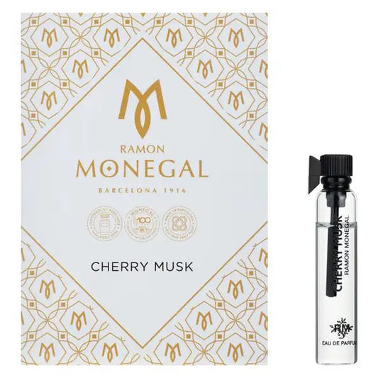Amostra oficial do perfume Ramon Monegal Cherry Musk, 2ml, testador de perfume 0,06 fl.o.z.