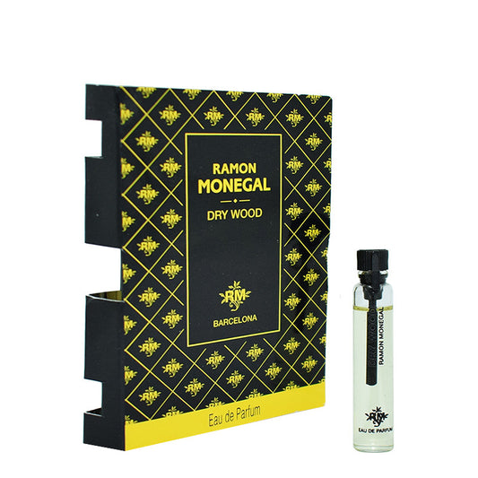 Amostra oficial do perfume Ramon Monegal Dry Wood, 2ml, testador de perfume 0,06 fl.o.z.