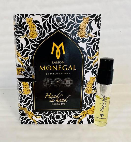 Amostra oficial do perfume Ramon Monegal Hand in Hand Rose & Oud, 2ml, 0,06 fl.o.z., testador de perfume