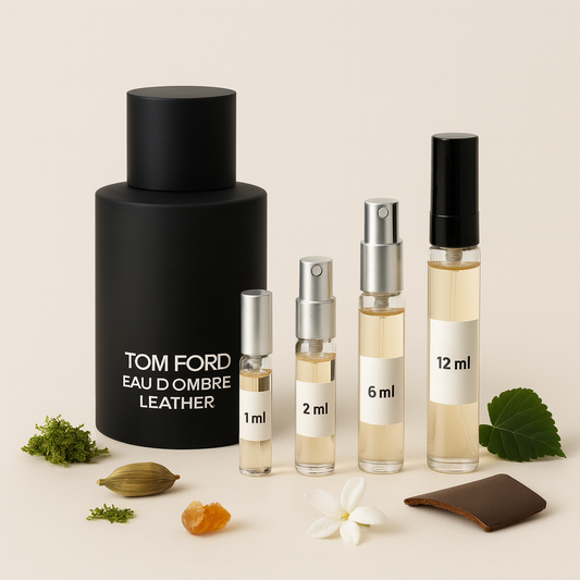Tom Ford Eau D’Ombre Leather perfume samples of various sizes