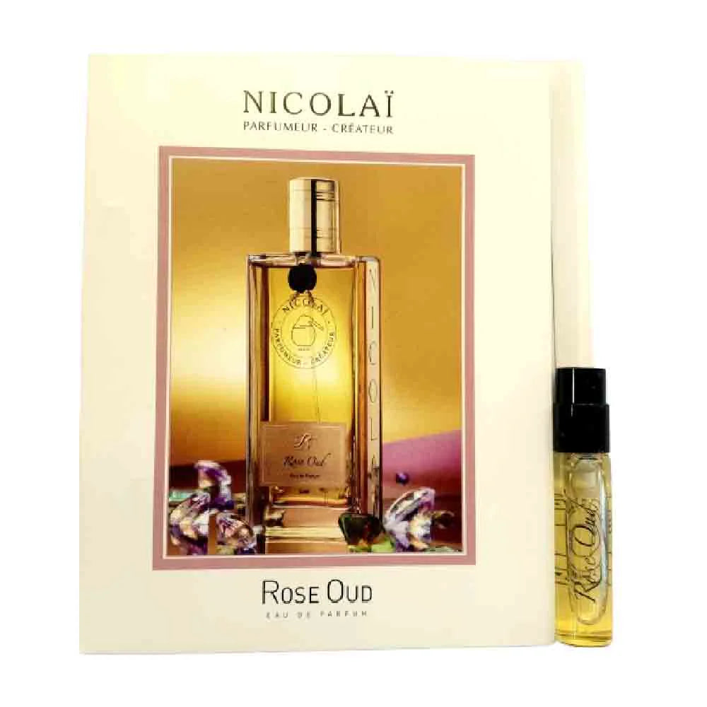 amostras oficiais de perfume da fragrância Nicolai Rose Oud 1,8ml 0,07 oz.