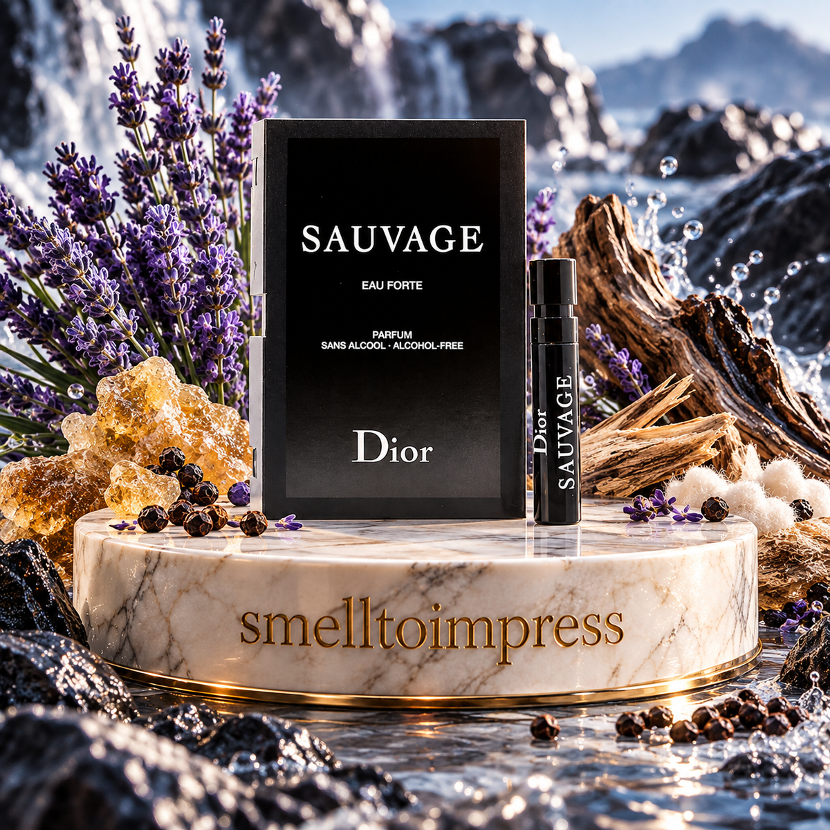 imagem de amostra oficial de perfume Christian Dior Sauvage Eau Forte EDP 1 ml da Smelltoimpress