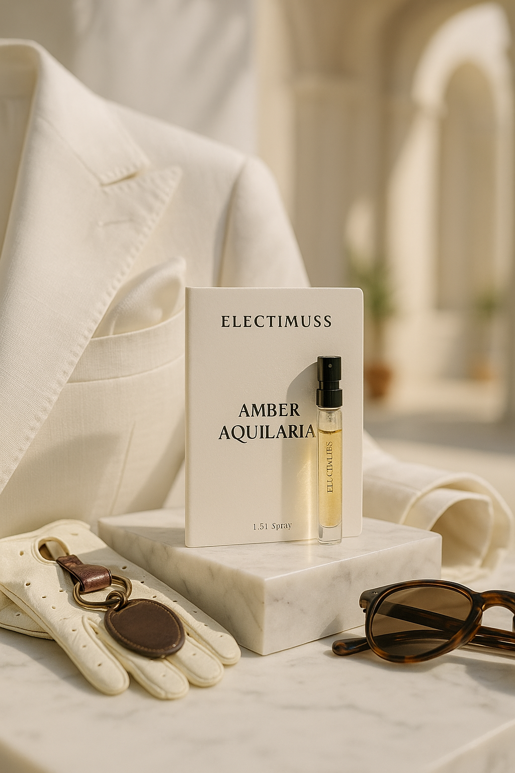 Amostra oficial do perfume Electimuss London Amber Aquilaria 1,5ml 0,05 fl. oz.