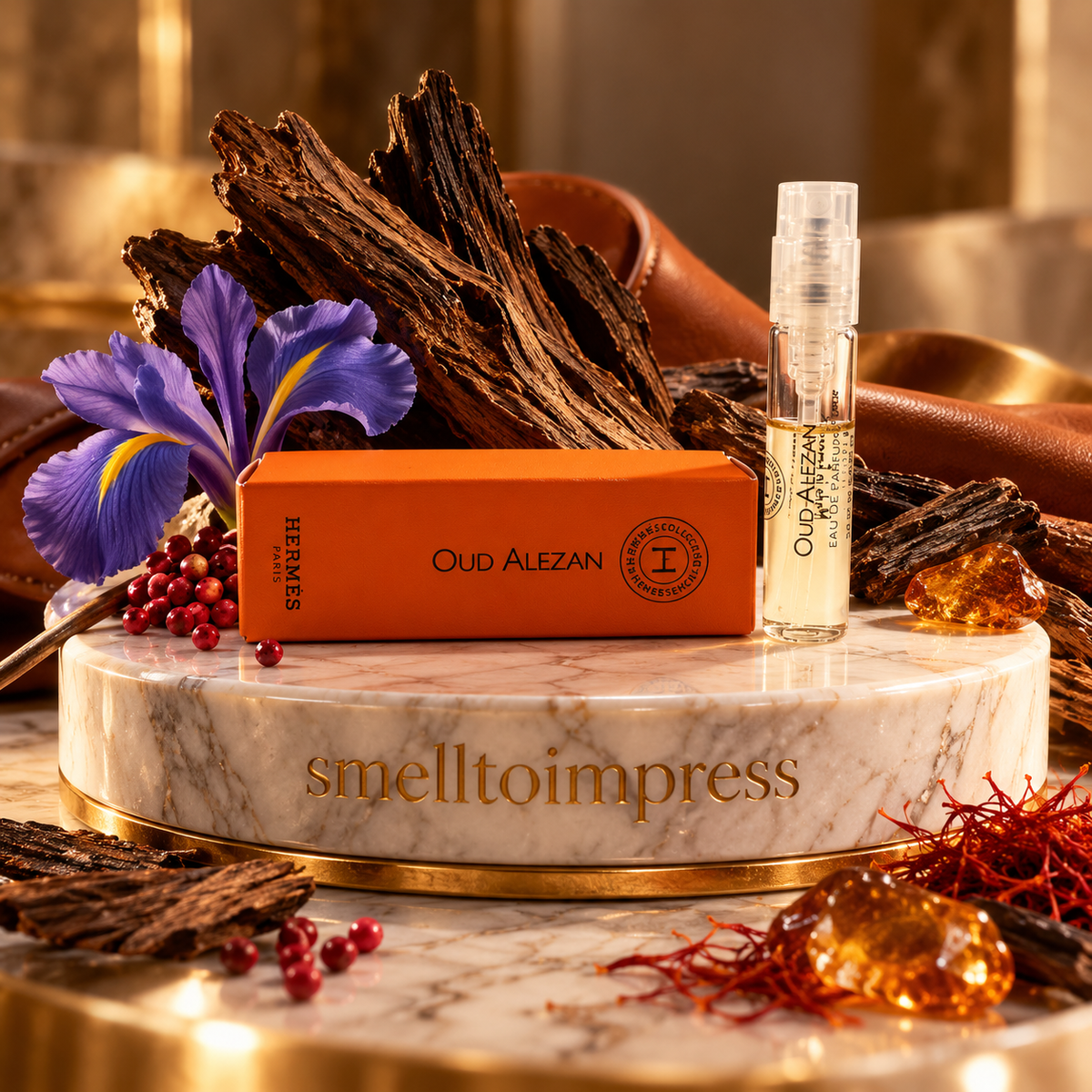 imagem de amostra oficial de perfume Hermes Hermessence Oud Alezan 2 ml