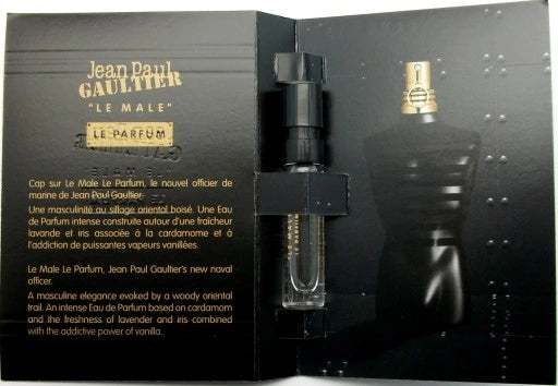 Jean Paul Gaultier Le Male Le Parfum Intense amostra oficial de perfume, amostra de testador de fragrância Jean Paul Gaultier Le Male Le Parfum Intense