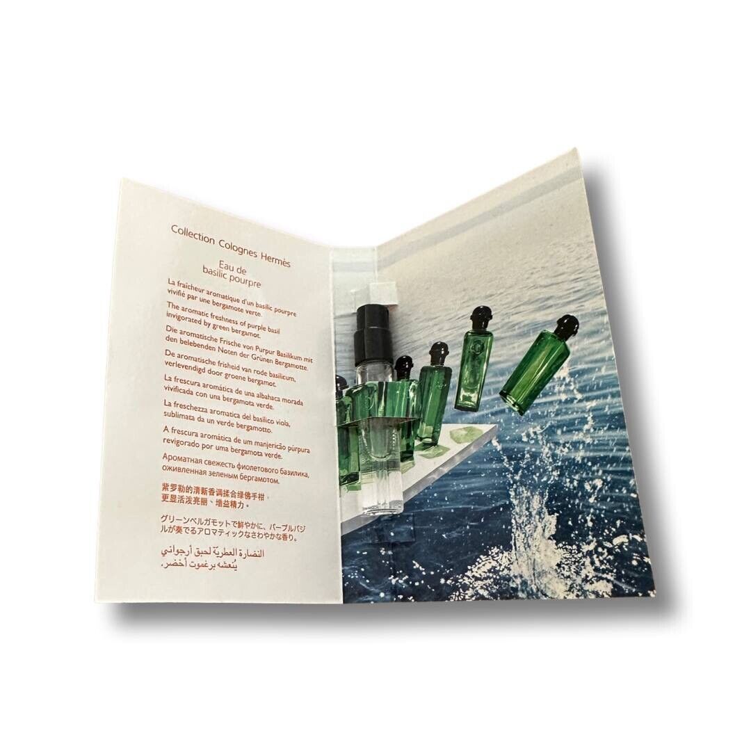 Hermes Eau de basilic pourpre 2ml 0,06 fl. onças. amostra oficial de fragrância