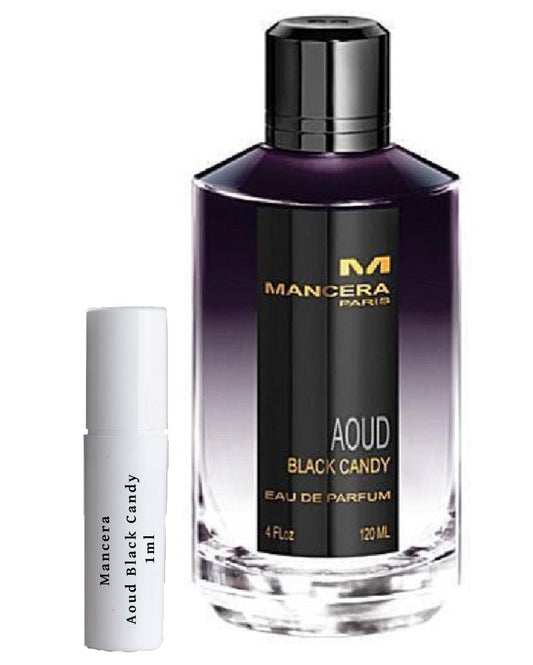 Frasco de spray de amostra Mancera Aoud Black Candy 1ml